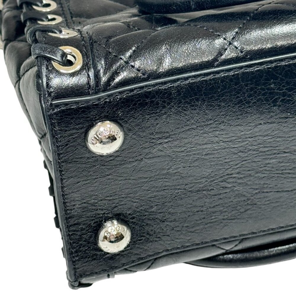 Michael Kors Hamilton‎ Hippie Grommet Quilted Tote Black & Silver 12.5 x 9 - Picture 12 of 12